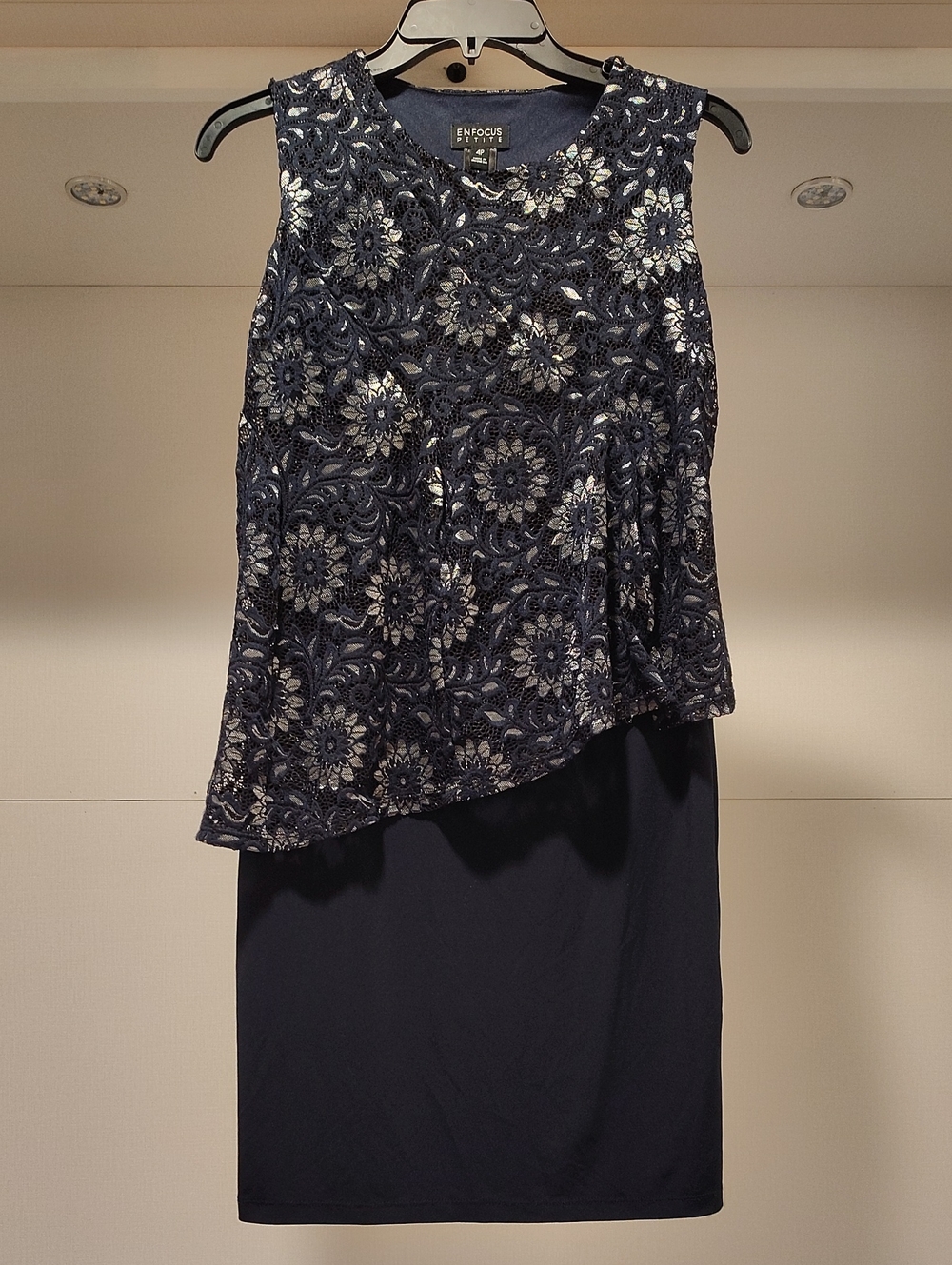 Black and Metallic Lace Overlay Dress Petite 4